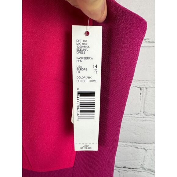 ANTONIO MELANI Edelina raspberry/pom sleeveless sheath classic dress size 14 NWT - Picture 4 of 8